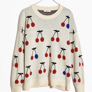 Madewell Cherry Jacquard Pullover Sweater - women’s size medium